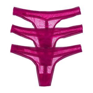 Ongossamer Womens Set Of 3 Hip G-String, Purple